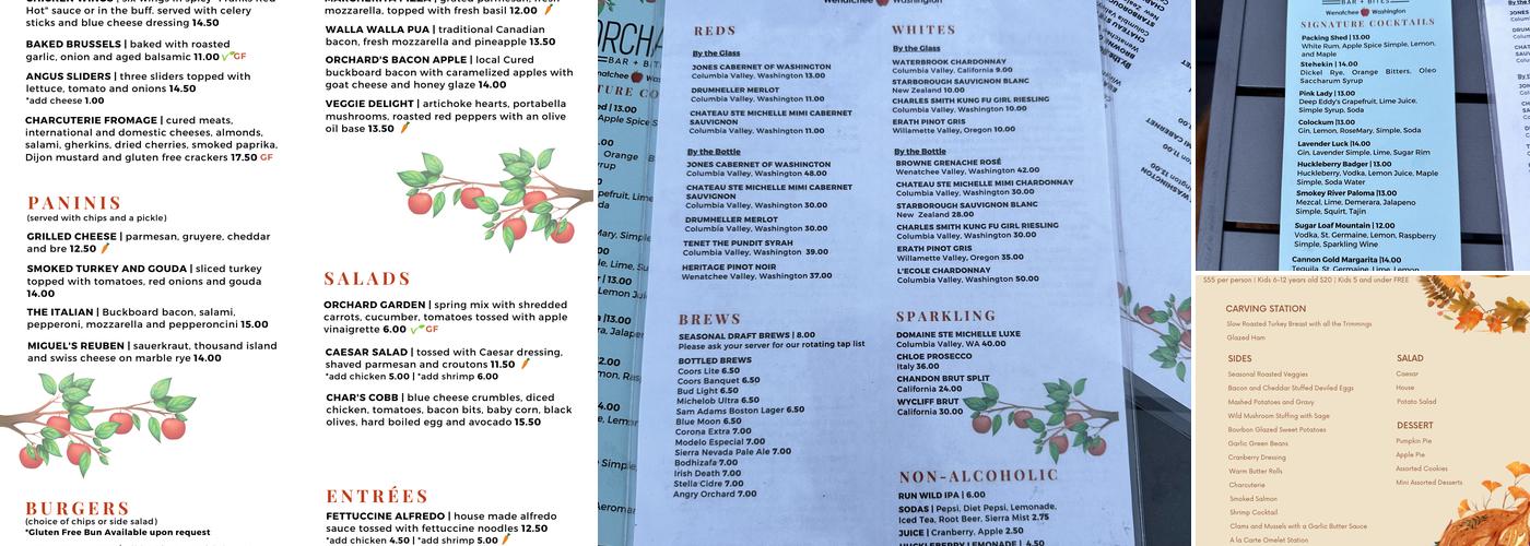 Orchard Bar + Bites Menu