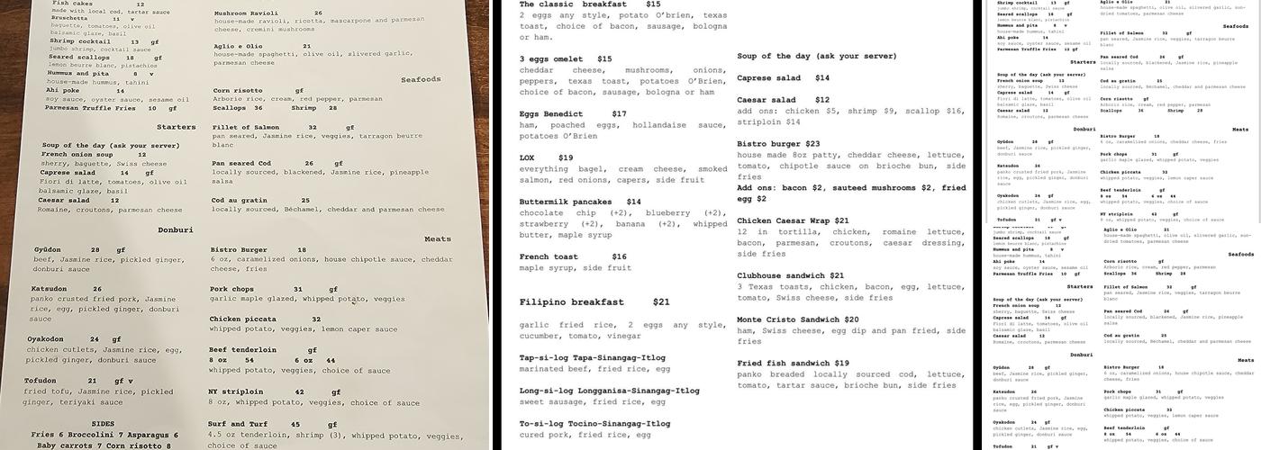 Bistro On Roe Menu