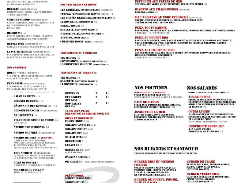 Resto-Pub La Révolte Menu