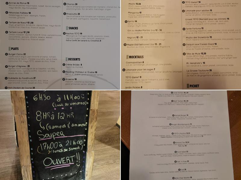 TÉTÛ Taverne Gaspésienne Menu