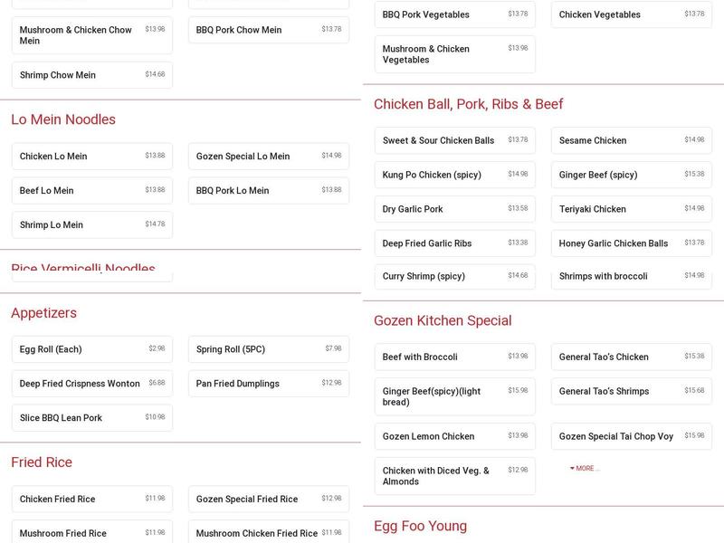 Gozen Kitchen Menu