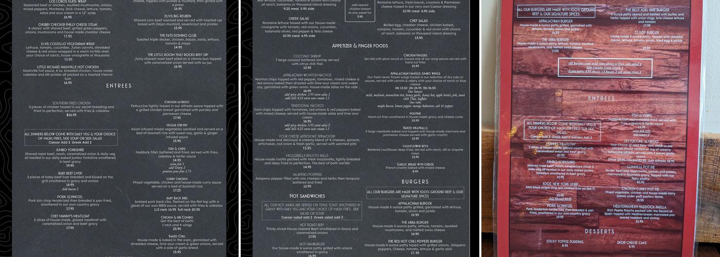 Appalachian Pub & Eatery Menu