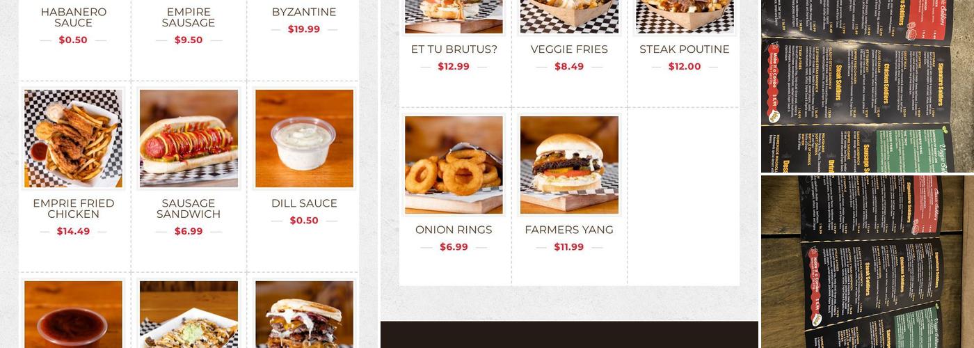 Empire Burger Menu
