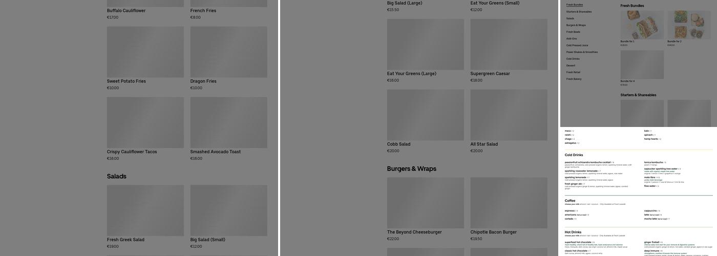 Fresh Restaurants Menu