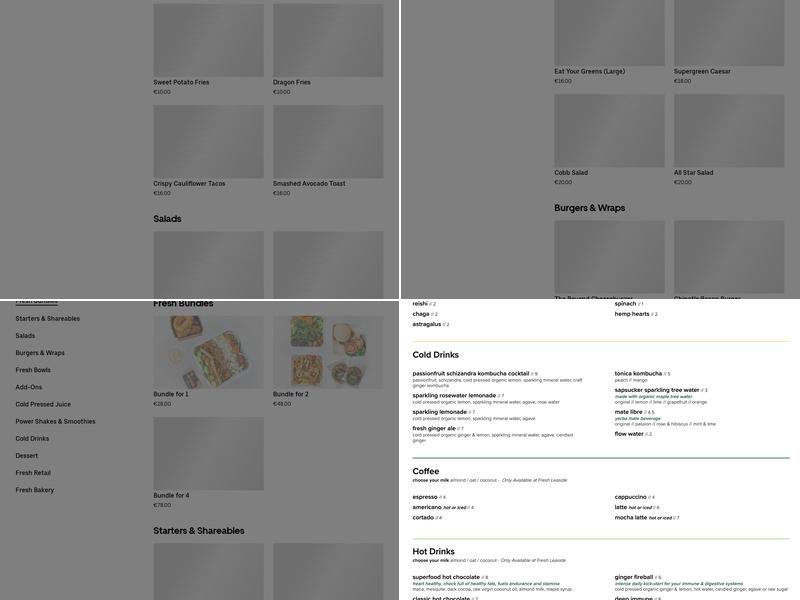 Fresh Restaurants Menu