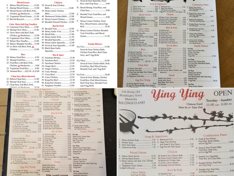 Ying Ying Chinese Food Menu