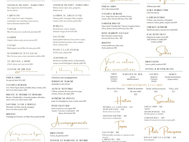 Taverna Raw Bar & Plancha Menu