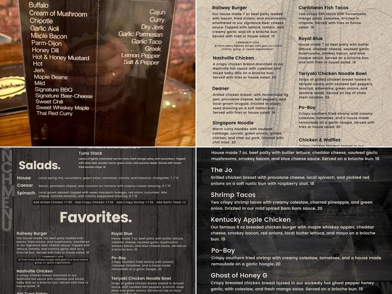 The Railway Avenue Pub Menu