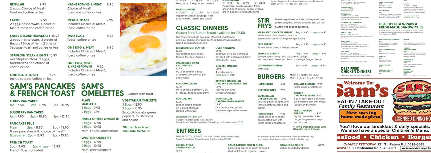 Sam's Family Restaurant Menu