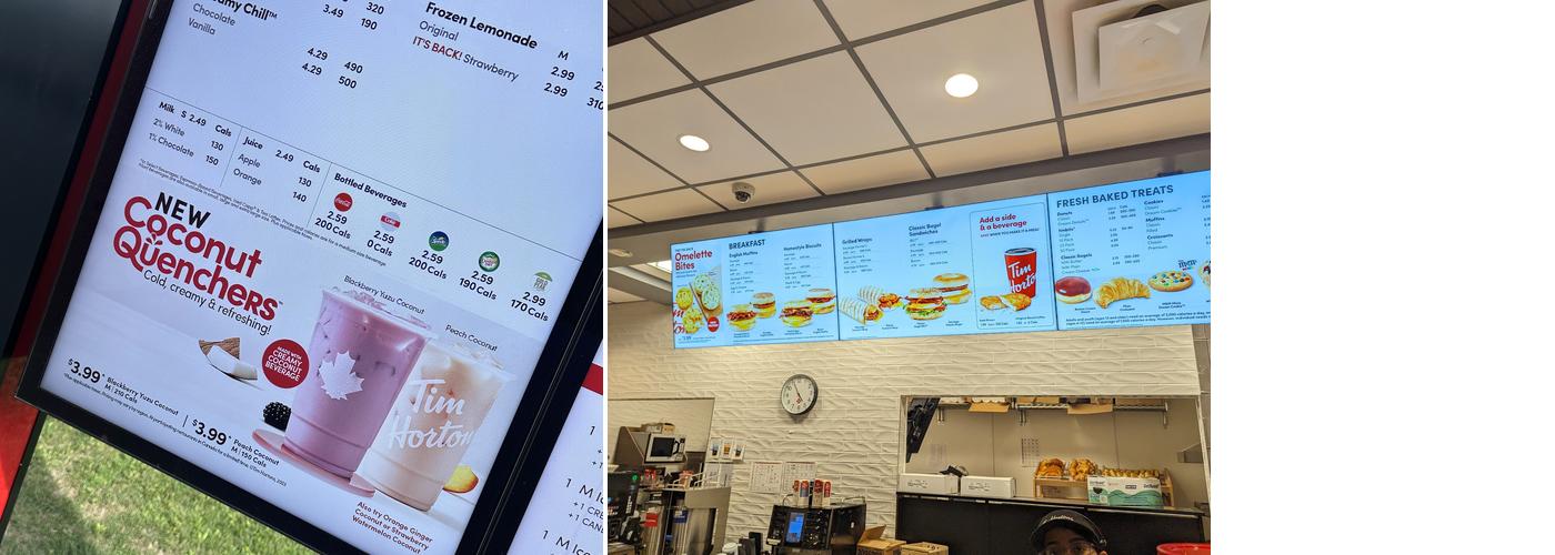 Tim Hortons Menu