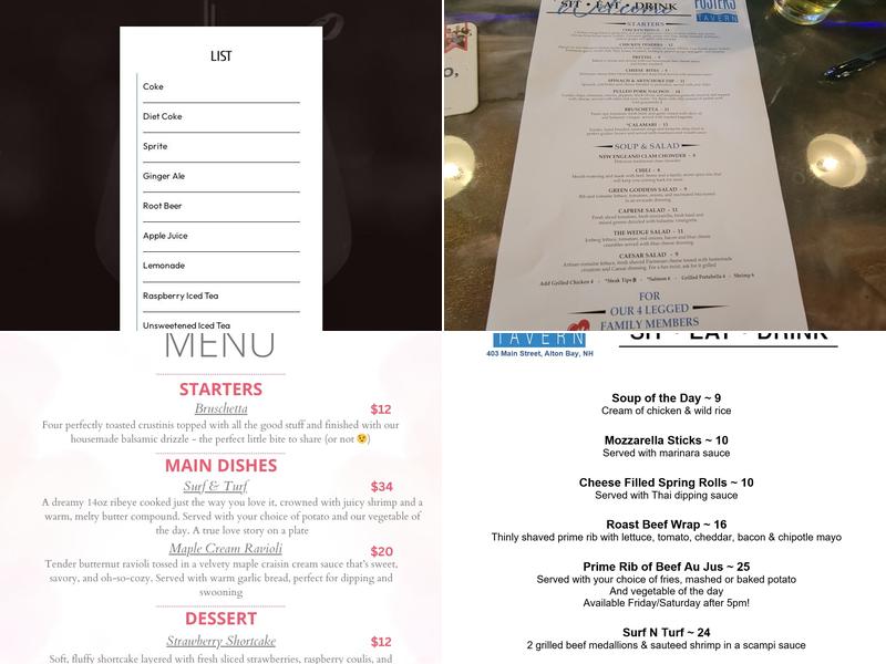 Foster’s Tavern Menu