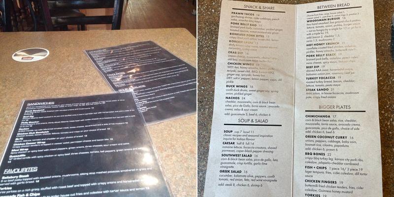 Packing House Pub Menu