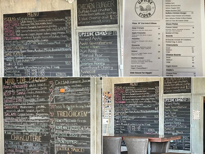 Upside Cidery Menu