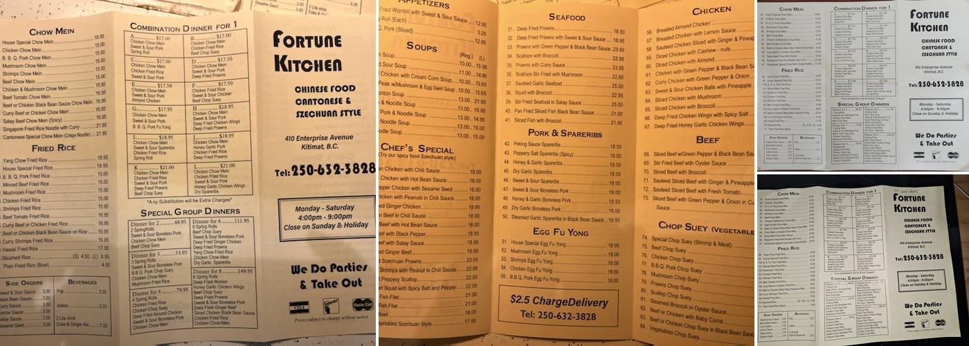 Fortune Kitchen Menu