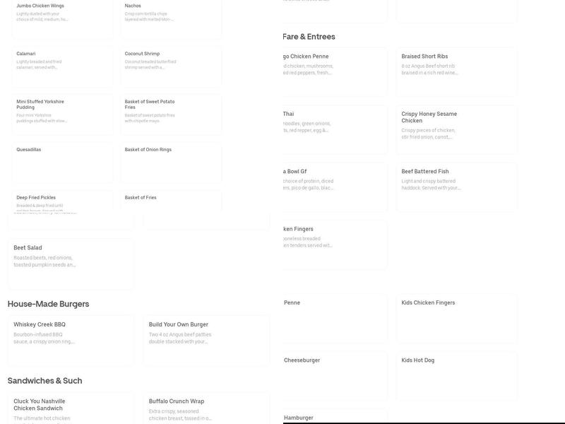 The Pub At FireRock Menu