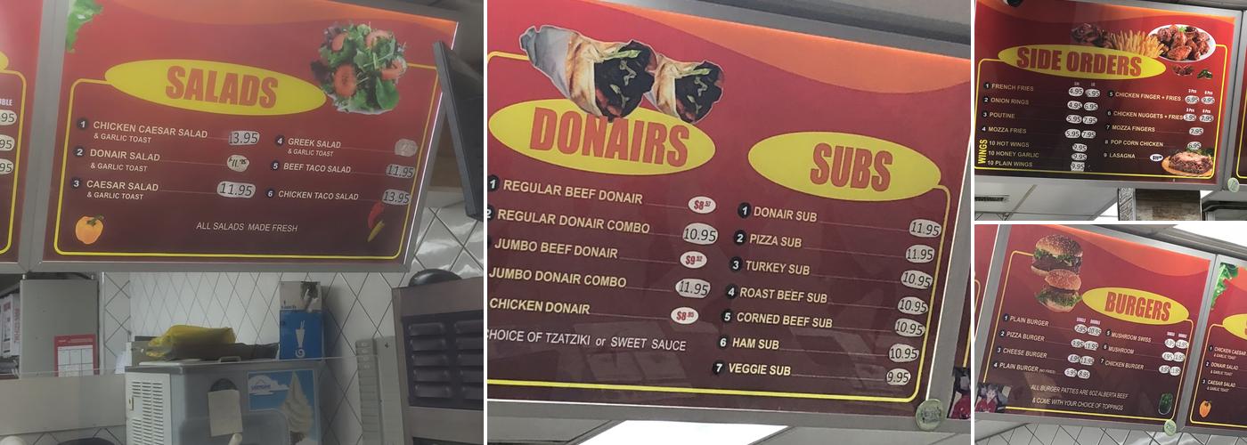 Taras Pizza Menu