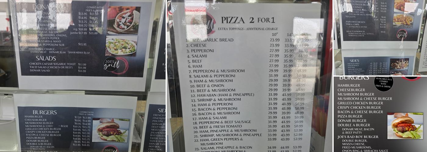 Joe's Grill Menu