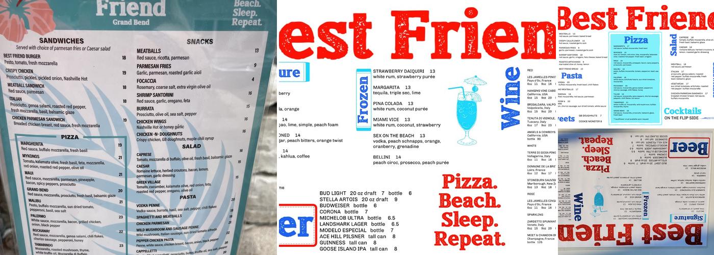 Best Friend Pizza Menu