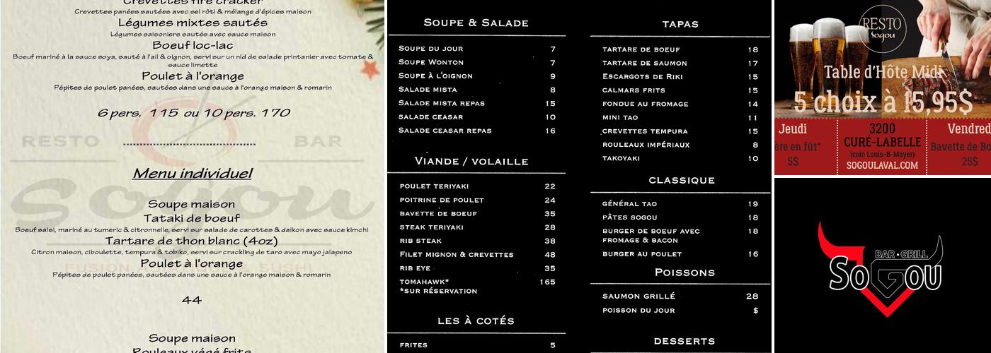 Restaurant Sogou - Resto-Bar Menu
