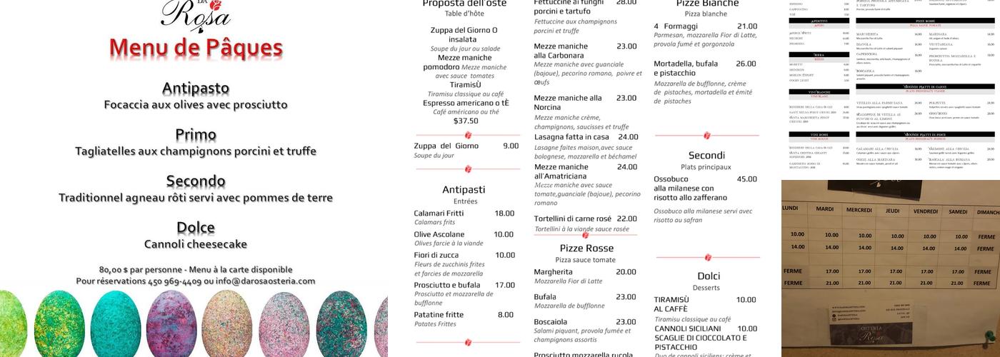 Osteria da Rosa Menu