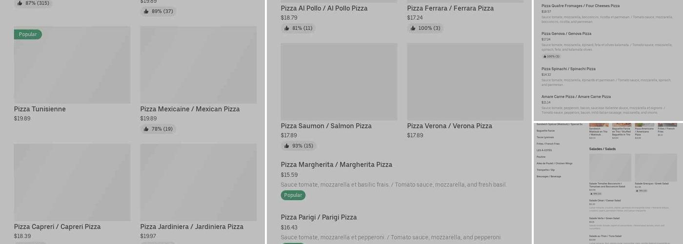 PIzza tifosi levesque Menu