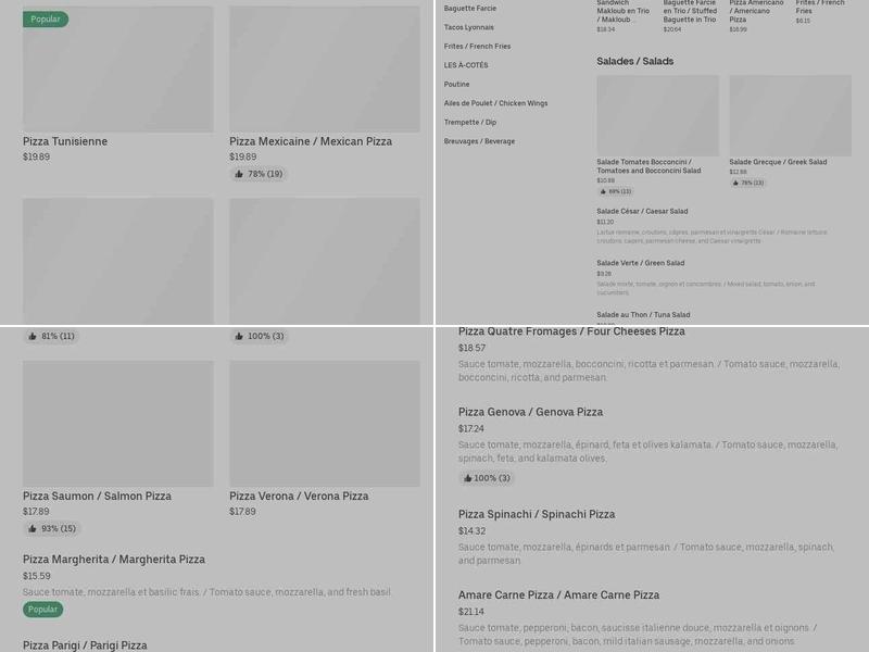 PIzza tifosi levesque Menu