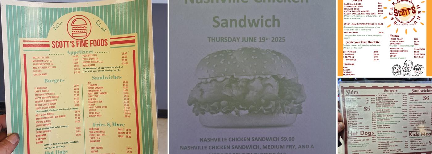 Scott's Fine Foods Menu