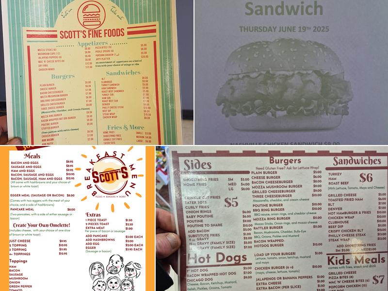 Scott's Fine Foods Menu