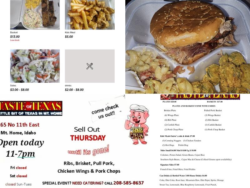 A Taste of Texas Menu