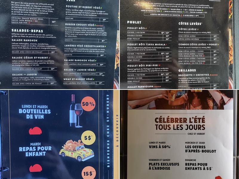 Rôtisserie St-Hubert Menu
