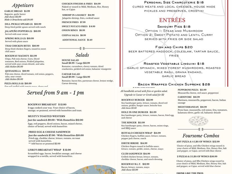 Rockway Vineyards Restaurant: Windows on Rockway Menu