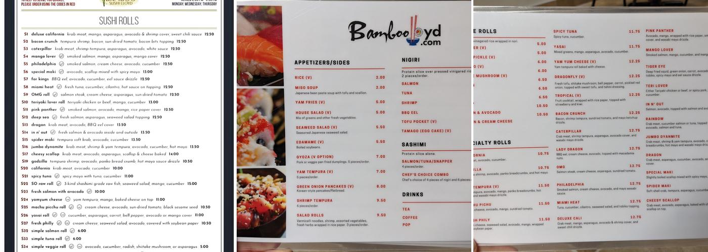 Bamboo sushi Lloyd Menu