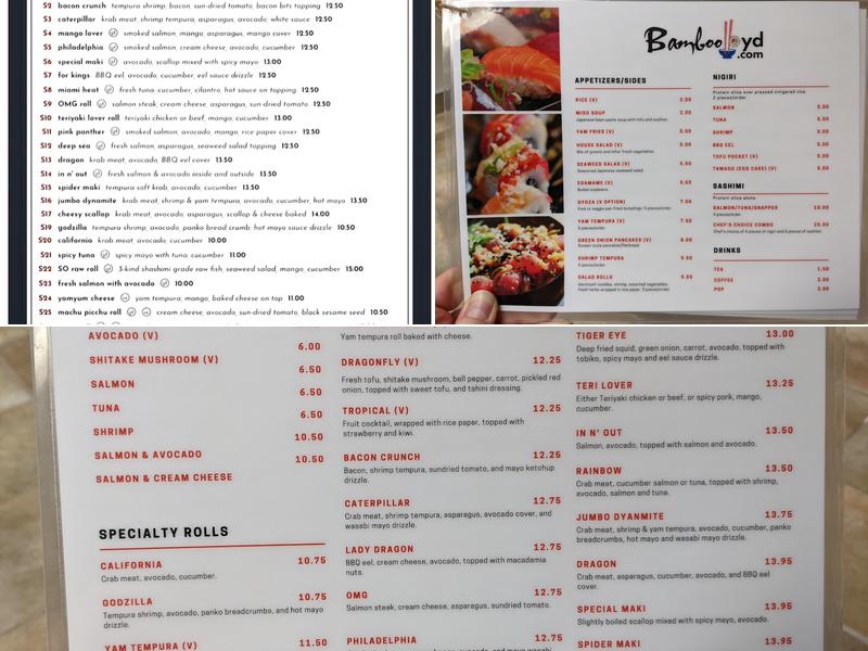 Bamboo sushi Lloyd Menu