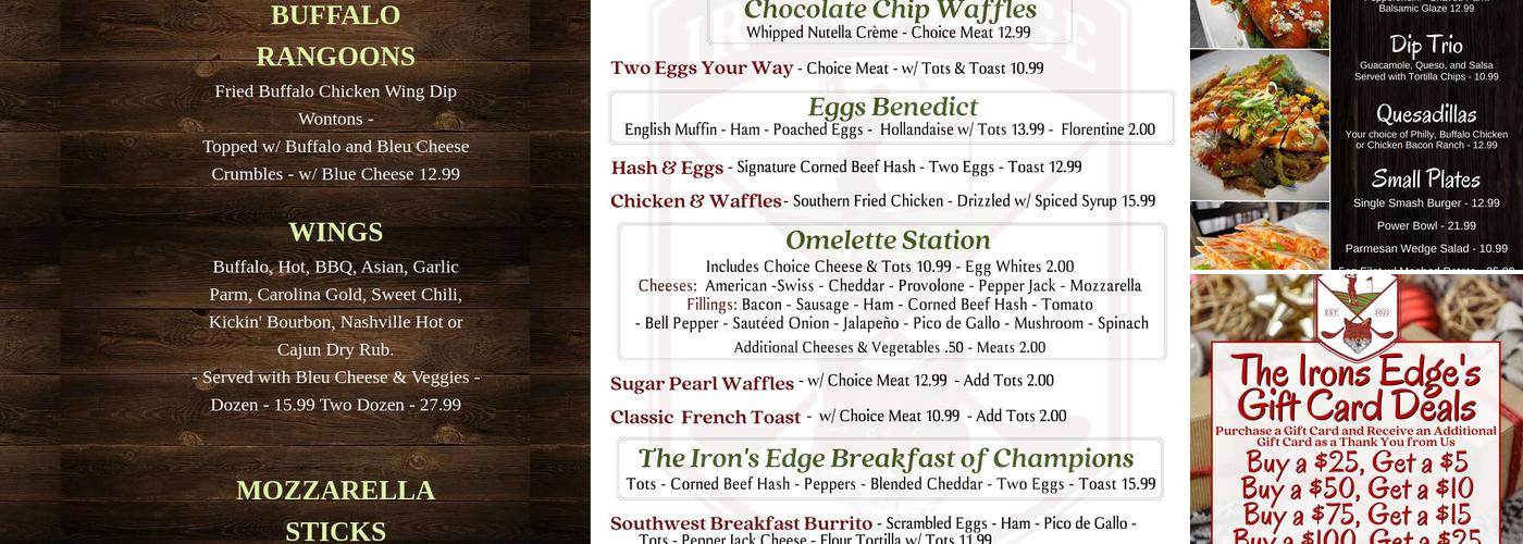 Iron's Edge Menu