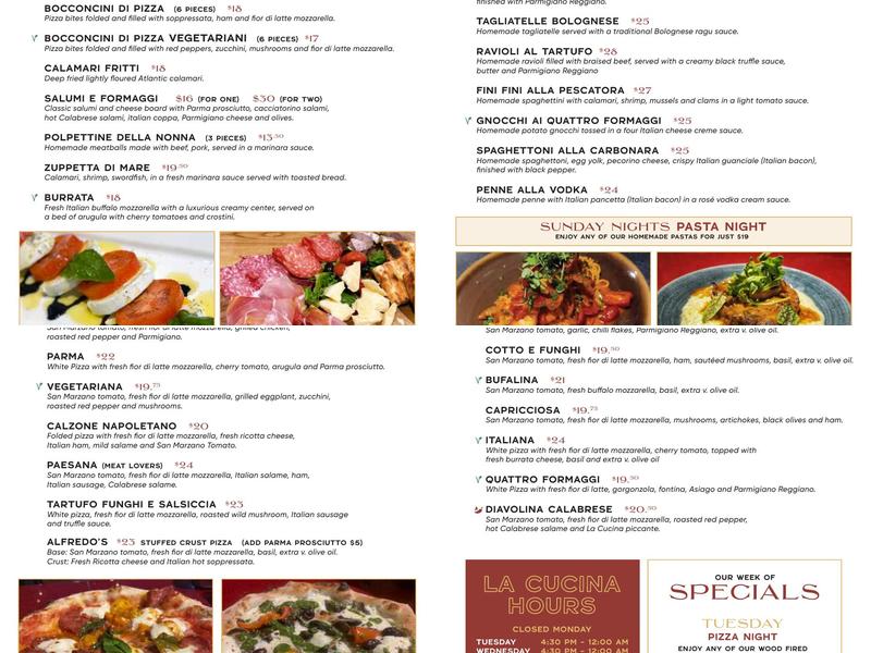 La Cucina Ristorante Menu