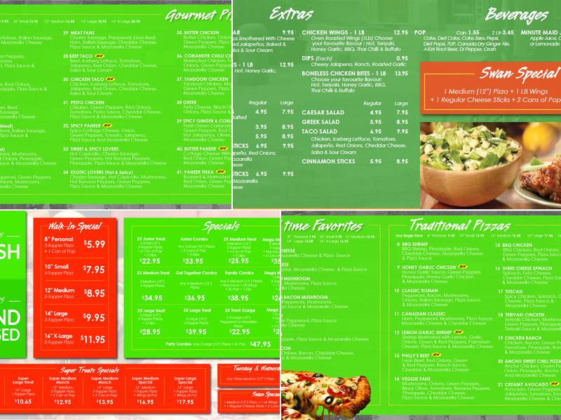 Red Swan Pizza Menu