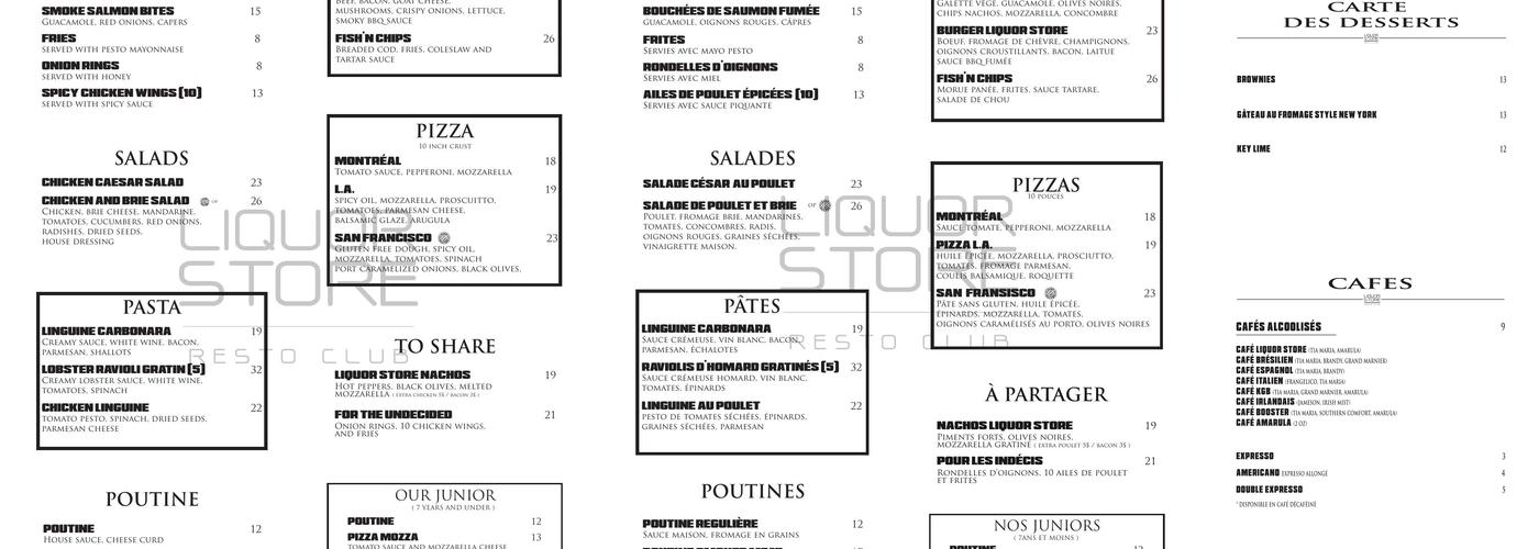 Liquor store Menu