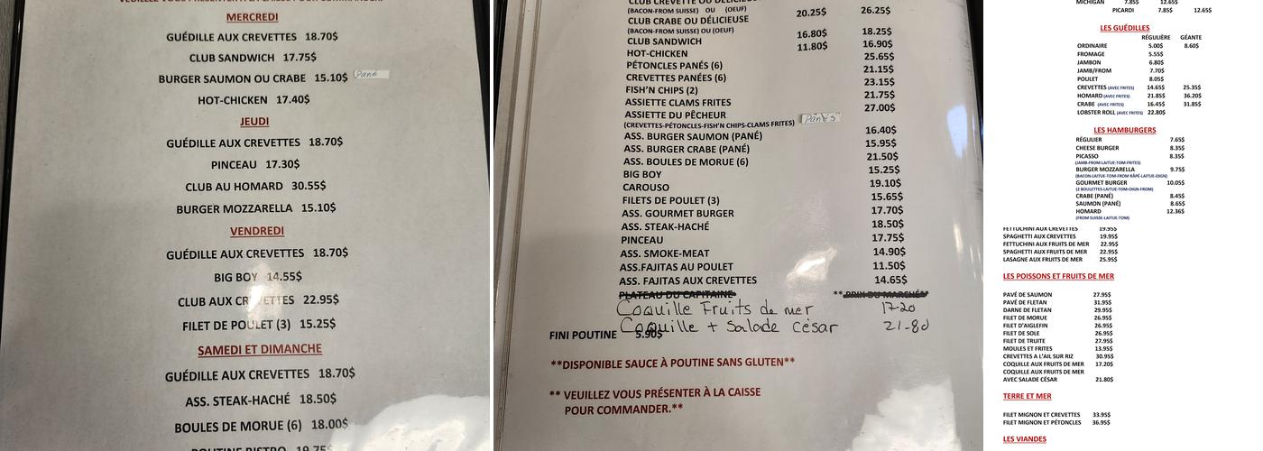 Bistro of the Captain Menu