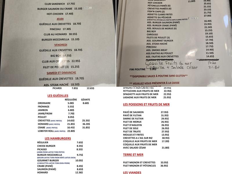 Bistro of the Captain Menu