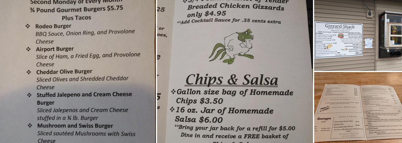 The Gizzard Shack Menu