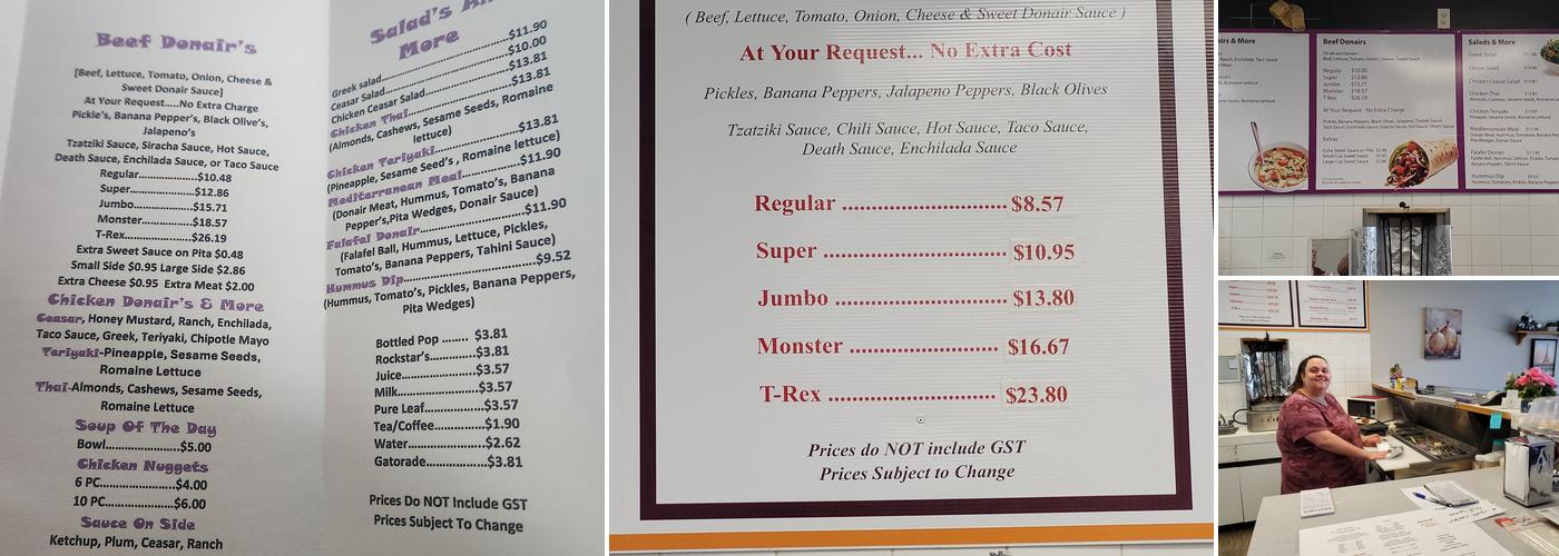 Samir's Donair Menu
