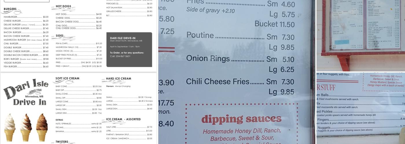 Dari Isle Drive-In Menu