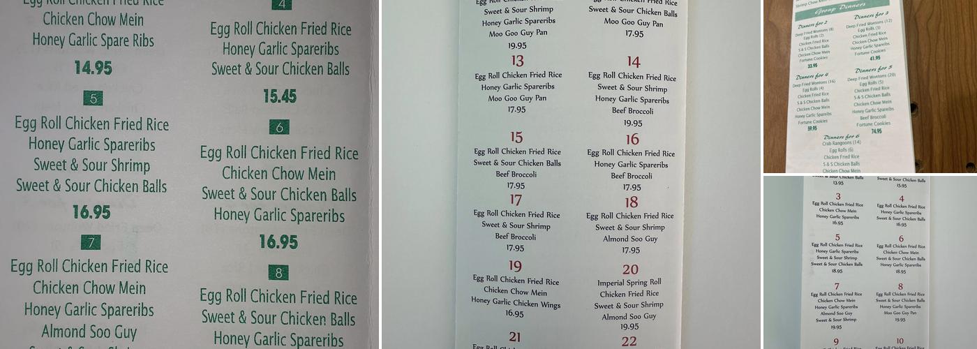 Lucky Garden Chinese Restaurant Menu