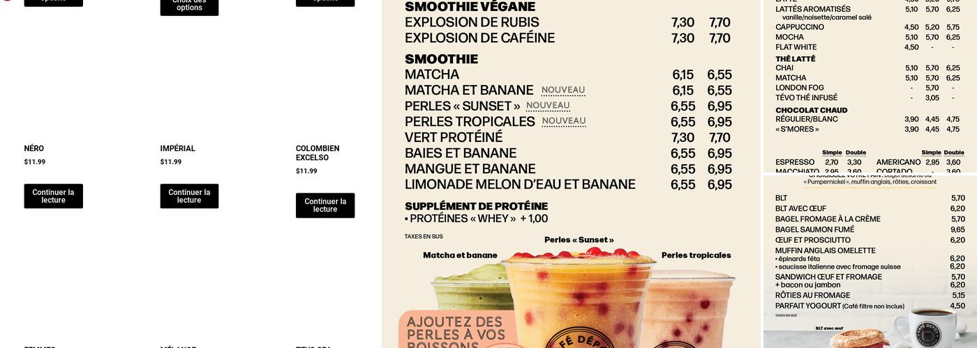 Café Dépôt Express St-Canut Menu
