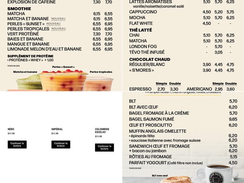 Café Dépôt Express St-Canut Menu