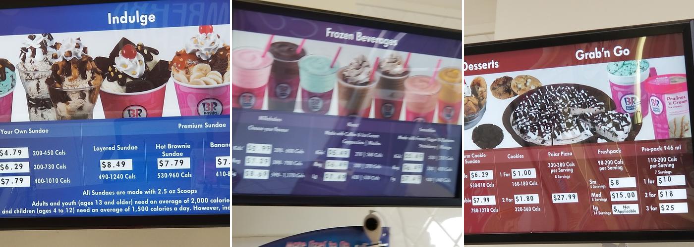 Baskin-Robbins Menu