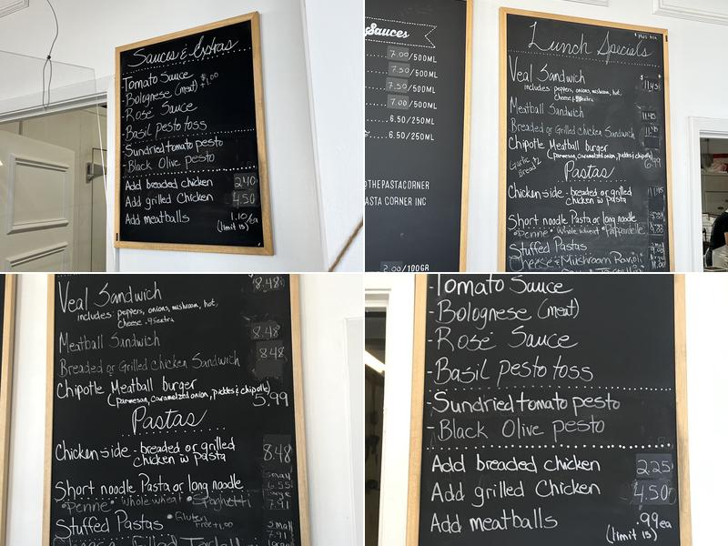 The Pasta Corner Menu