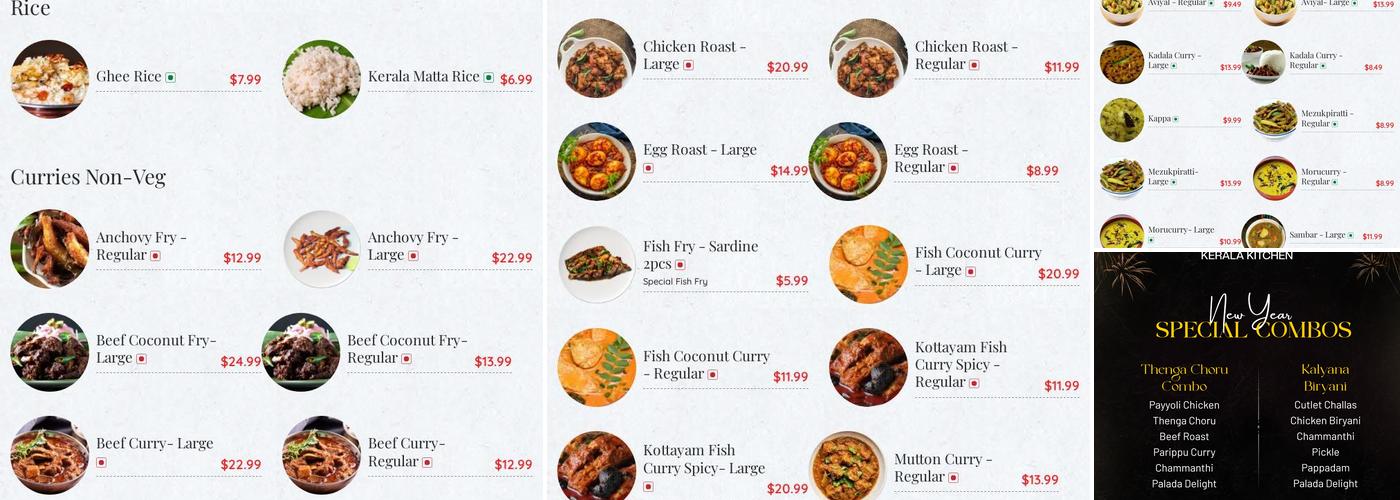 Thanima Kerala Kitchen Menu