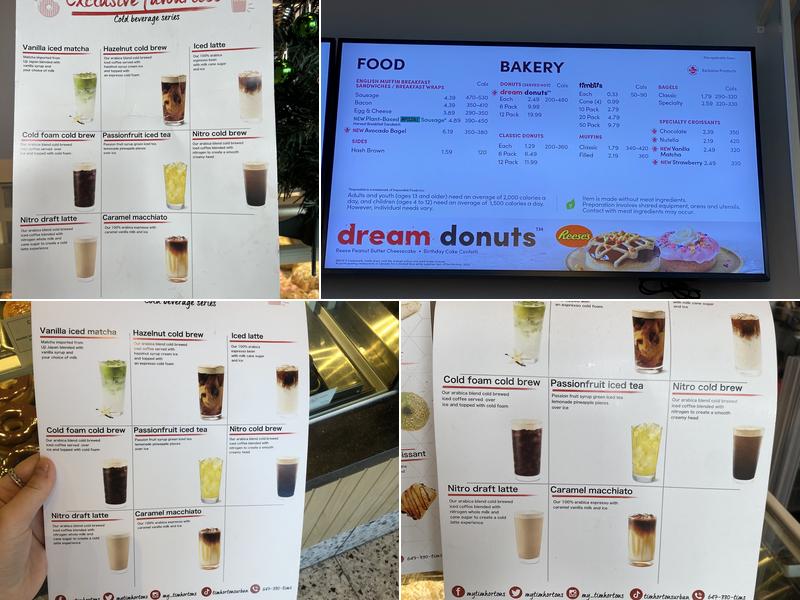 Tim Hortons Menu