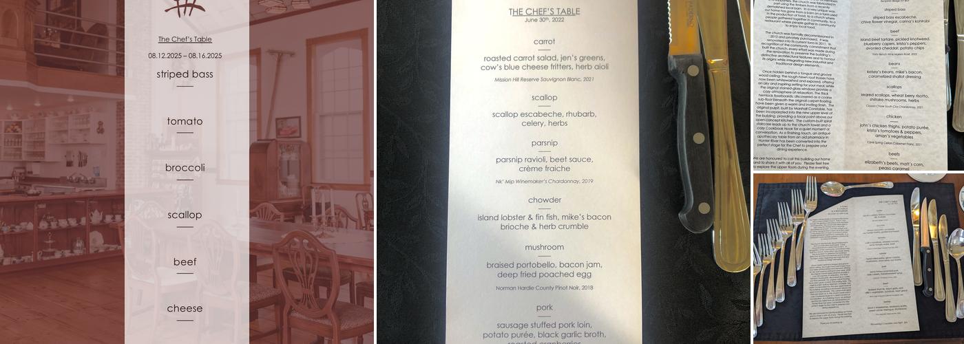 The Table Culinary Studio Menu